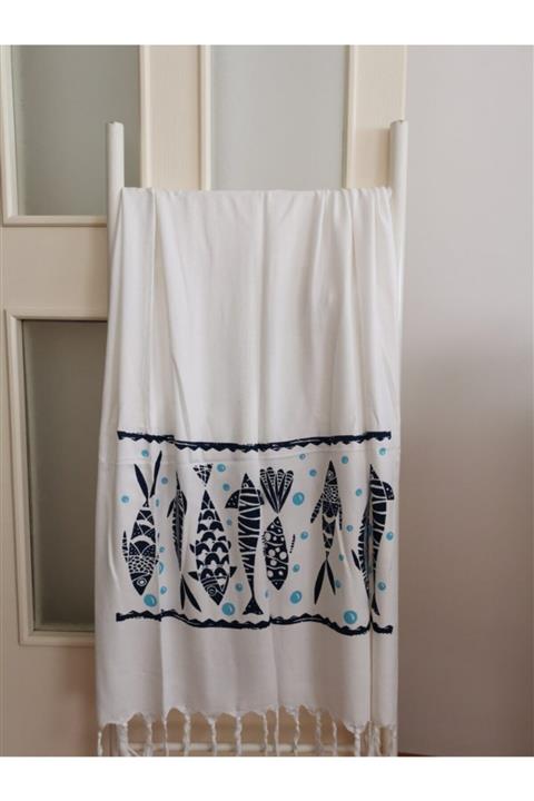 doruktrend Peştemal, Banyo Havlusu, Plaj Havlusu, Balıklı Baskılı
