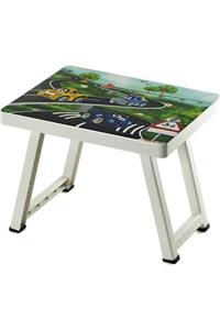 MODA HOME Bursev Desenli Katlanır Araba Desenli Çocuk Sehpası 40 X 50