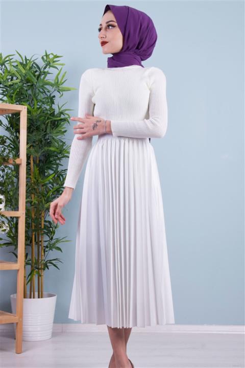 BUTİK C Kadın Beyaz Pileli Etek