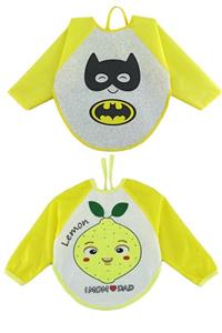 Aydınlar Batman Betmen Ve Limon Mom Desenli Bebek Kollu Mama Önlüğü 6-24 Ay