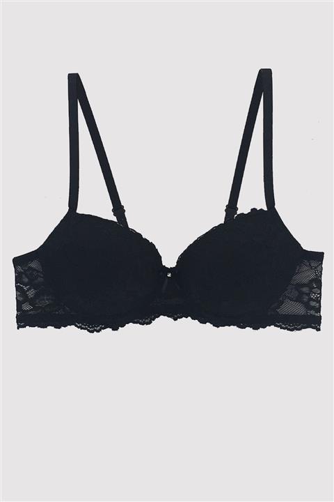 Pierre Cardin Kadın Siyah 6201 Balenli Destekli Dantelli Tek Sütyen