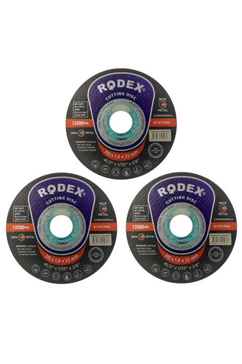 Rodex Inox ( 3 Adet ) Metal Kesici Taş Disk 115x1x22.23 Mm