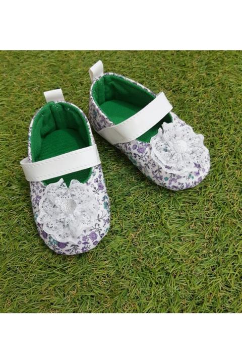 Sönmez Baby Tül Çiçek Motif Kız Bebe Ev Patik Babet