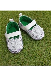 Sönmez Baby Tül Çiçek Motif Kız Bebe Ev Patik Babet