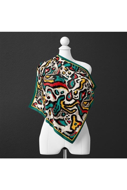 Nefes Aksesuar Kadın Yeşil Desenli Fular