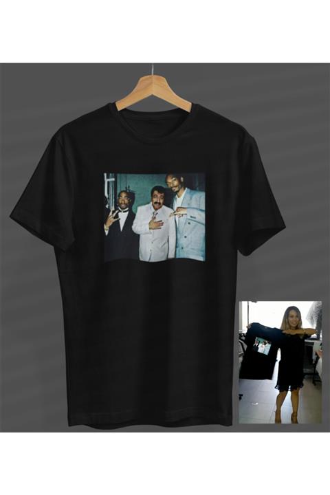 NOVUMUS Unisex Erkek-kadın Müslüm Baba Vintage Klasik Eskitme Fotograf Siyah T-shirt