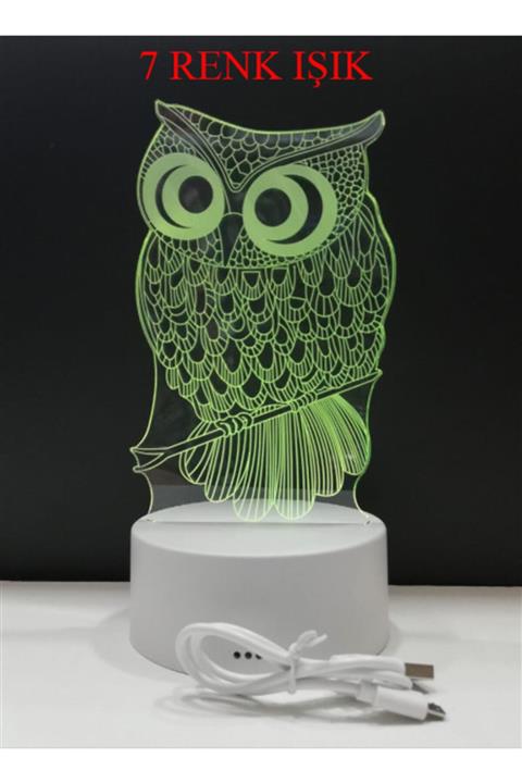LAUREL DREAM 3d Işıklı Baykuş Gece Lambası