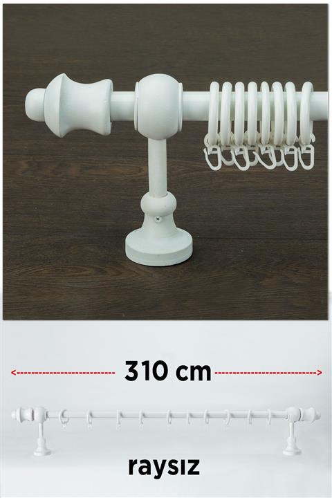 wenthi Beyaz Ahşap Rustik Perde Askısı Venti 310 Cm