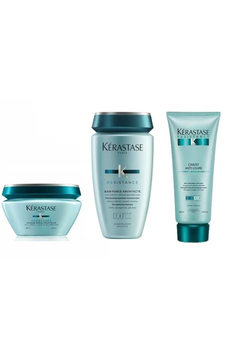 Kerastase Yıpranmış Saçlar Için Şamp 250ml+force Architecte Maske 200ml+ciment Anti-usure Krem 200ml
