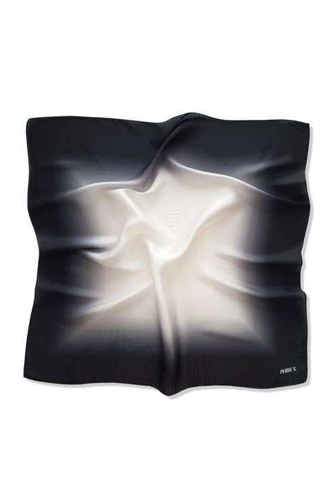 Purde's Ipek Saten Doku Siyah Değrade Fular