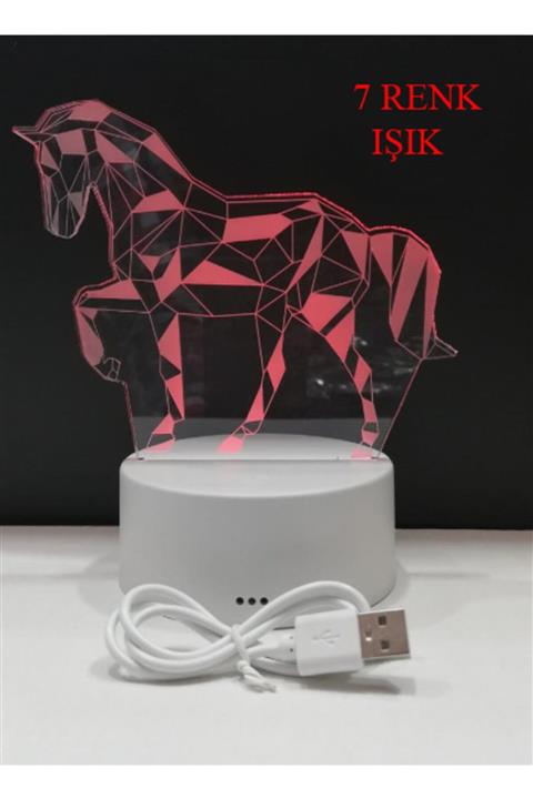 LAUREL DREAM 3d Işıklı Unicorn At Gece Lambası 2