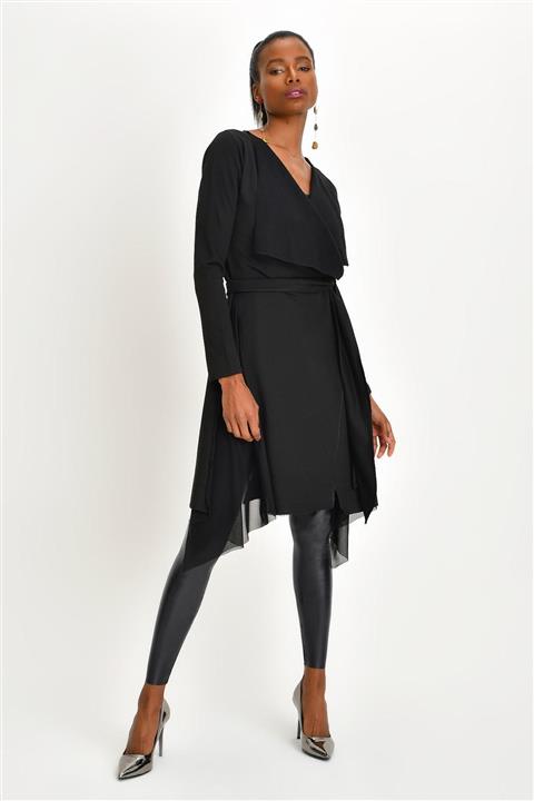 Quincey Kadın Tül Detaylı Asimetrik Hırka