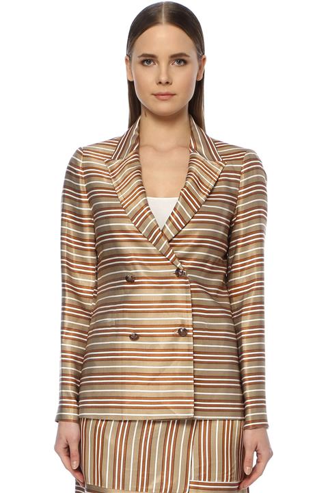 Network Kadın Çizgili Camel Ceket 1073407