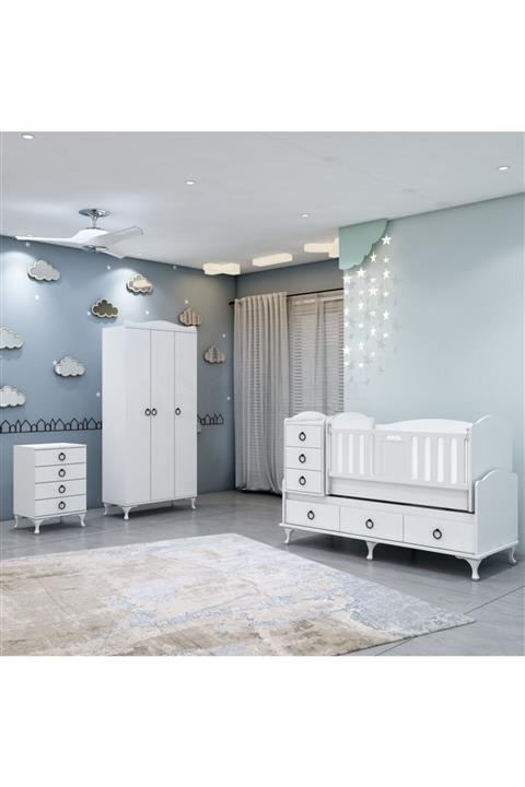 Garaj Home Elfin Yıldız 3 Kapaklı Asansörlü Bebek Odası Takımı
