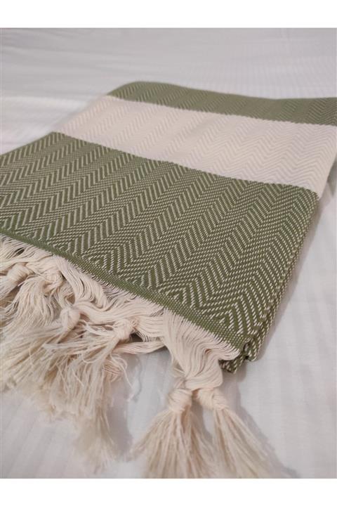 Marsipet Zigzag Zeytuni Peştemal % 100 Pamuk Hand Made
