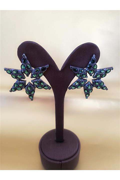 Süslü Sinem Yeşil Yıldız Küpe