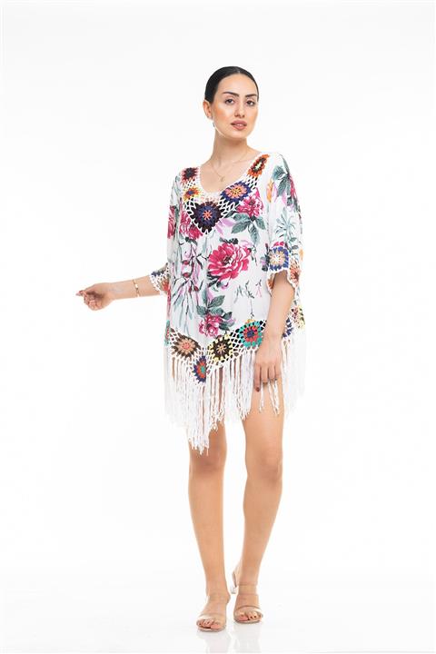 Maldia Dantelli Vual Pamuk Kumaş Püsküllü Pareo