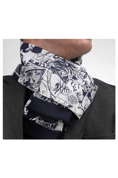 Exve Exclusive Erkek Karikatür Baskılı Çift Taraflı Atkı