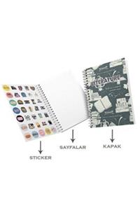 Woohoobox Sticker Sayfalı A4 Çizgili Spiralli Defter Edebiyat