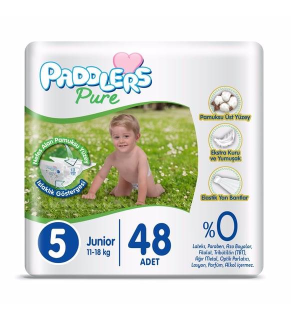 Paddlers Pure Bebek Bezi 5 Numara Junior 48 Adet (11-18 Kg) Jumbo Paket