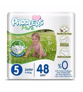 Paddlers Pure Bebek Bezi 5 Numara Junior 48 Adet (11-18 Kg) Jumbo Paket