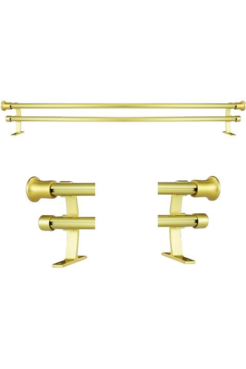 Perdejim Mat Sarı Alüminyum Çift Raylı Rustik Perde Askısı Borusu Ak07 175 cm