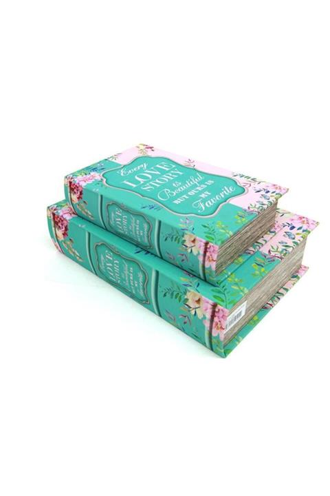 BULUTSHOP Kutu Kitap Love Story 2'li Set Kitap Kutusu Dekoratif Hediyelik