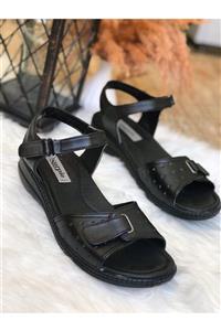 Surpie Shoes Kadın Bantlı Siyah  Sandalet