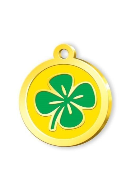 altın pati Altın Kaplama Yoncalı Künye Sarı