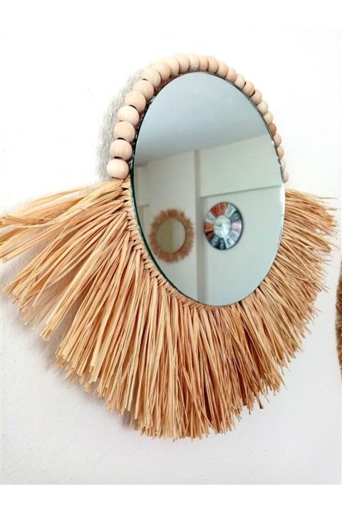 kara.shome Rafya Yelpaze Ayna Duvar Aksesuar Süsü