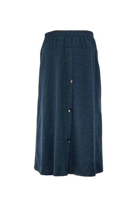 Oppland Kadın Lacivert Kışlık Cepli Düğme Modelli Beli Lastikli Rahat Kesim Likralı Penye Kumaş Anne Etek