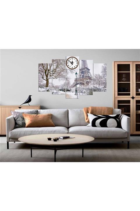 sihirliodalar Karlı Eyfel Manzarası Mdf Tablo Saat