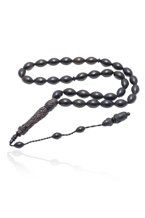 BY BARUN SİLVER Erkek Arpa Kesim Abanoz Ağacı Tesbih