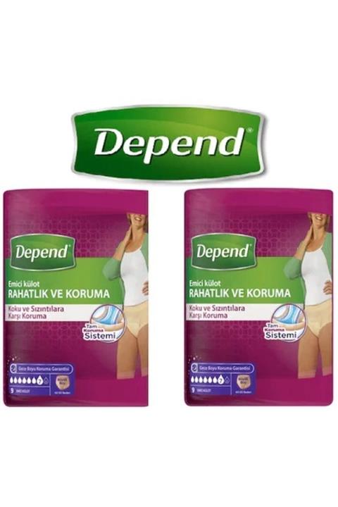 Depend Kadın Emici Külot Büyük Boy Large 9 Adet X 2