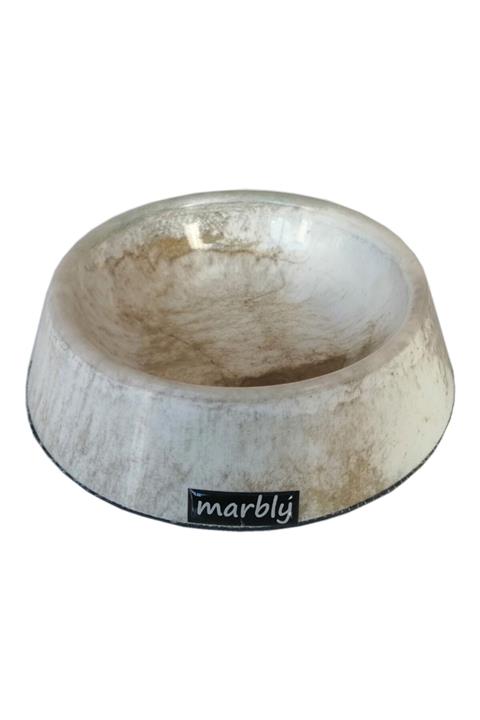 Hepsinetten Bilişim Marbly Beyaz Dalga Mermerit Köpek Mama Su Kabı 1000 Ml