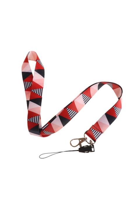 Attach Kırmızı Renkli Üçgenler Tasarım Telefon Boyun Askı Ipi