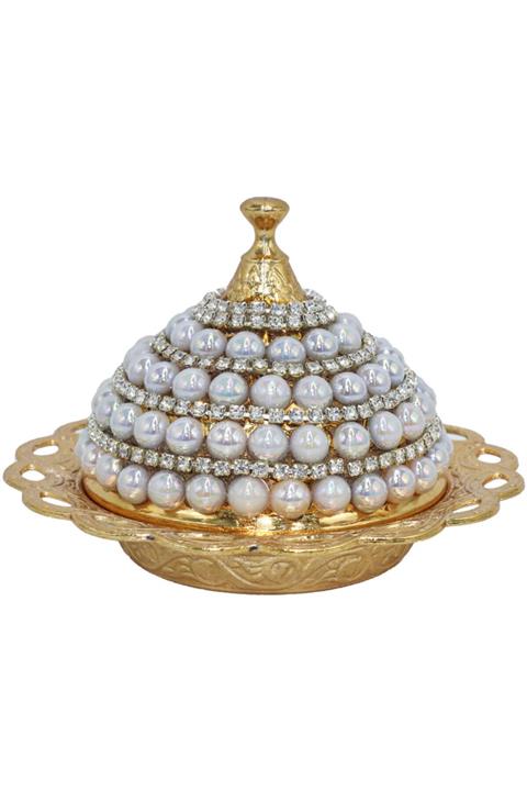 Badang Altın Inci Taşlı Şekerlik/lokumluk