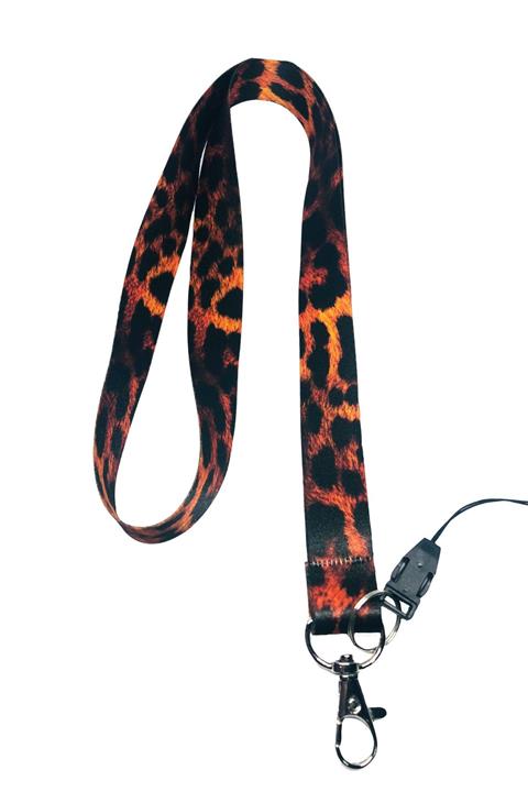 StormiStoretr Siyah Leopar Desenli Boyun İpi Ve Telefon Askısı