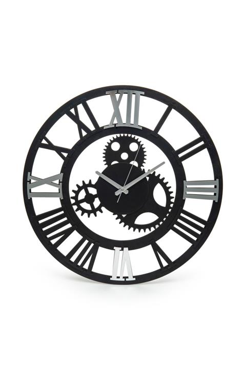 EEKHOME Roma Gümüş Aynalı Ahşap Dekoratif Saat