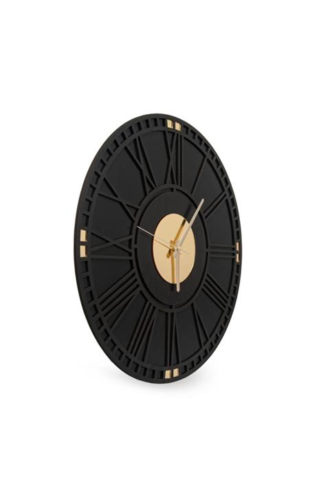 Weigo Romen Rakamlı Gold Aynalı Ahşap Dekoratif Duvar Saati