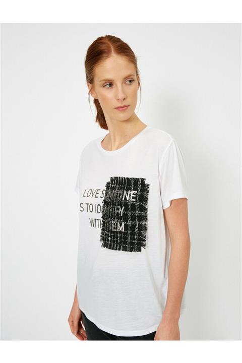 Koton Kadın Ekru T-Shirt 0YAK13609EK