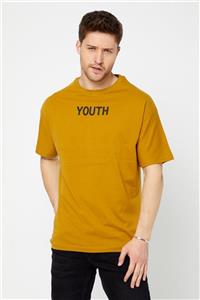 BACKMAN Unisex Youth Yazılı Hardal Rengi Oversize T-shirt