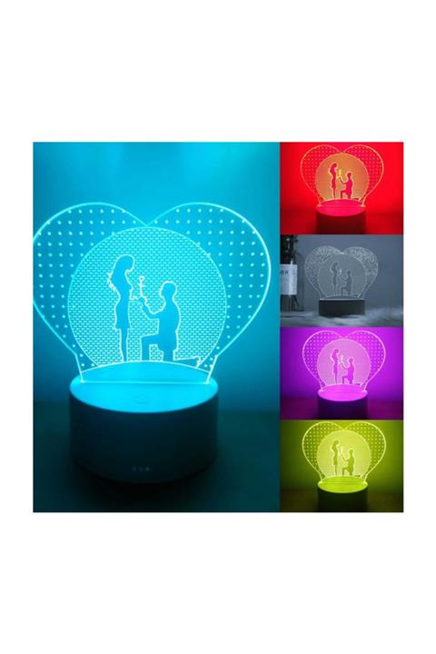 ORİJİNALDÜKKAN 3d Üç Boyutlu Sevgili Çift Gece Lambası Dokunmatik Rengarenk