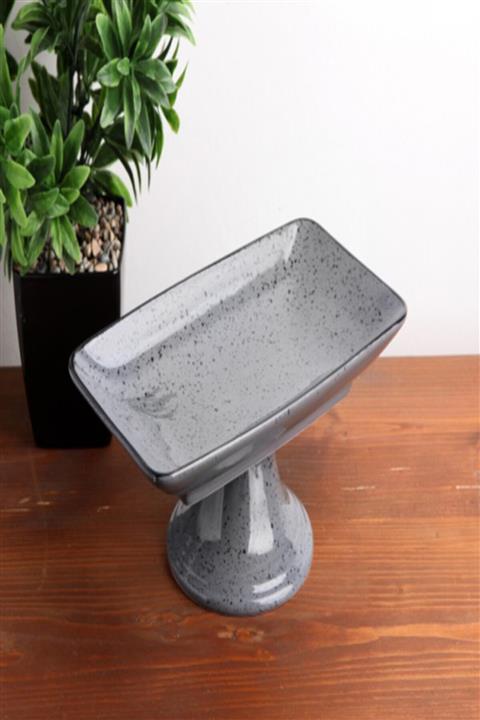 Keskinbıçak Seramik Antrasit Ayaklı Çikolata Tabağı