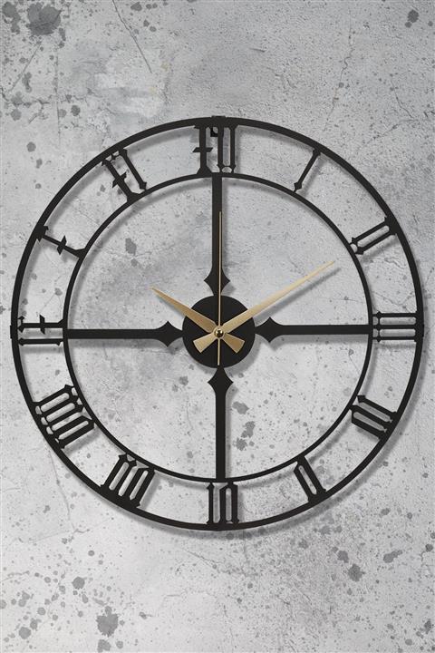 Muyika Design Muyika Stile Metal Siyah Duvar Saati 41x41cm Sessiz Mekanizmalı