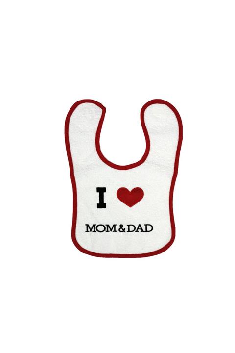 AGES ANGELS Bebek I Love Mom & Dad Baskılı Mama Önlüğü