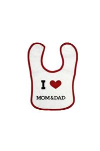 AGES ANGELS Bebek I Love Mom & Dad Baskılı Mama Önlüğü