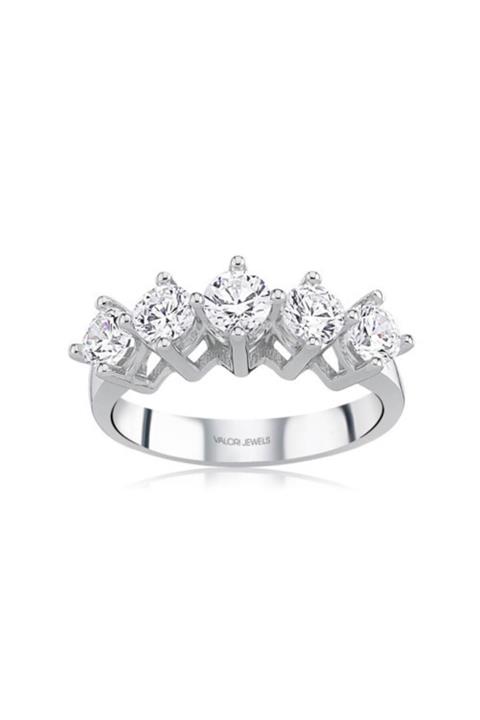 Valori Jewels Piramit Modeli, 1.25 Karat Swarovski Zirkon Taşlı, Gümüş Beştaş Yüzük