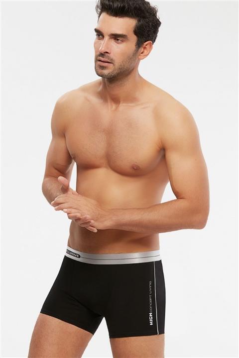 Kom ErkekSiyah Pamuklu Modal Likralı Boxer