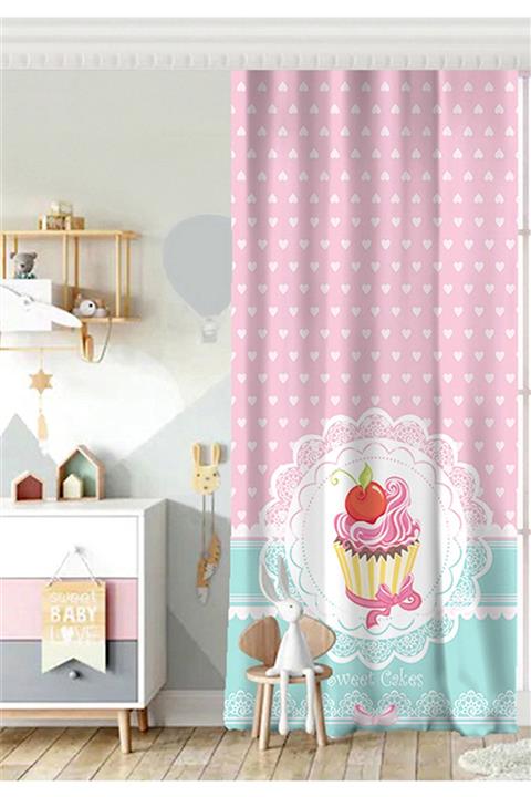 Realhomes Tek Kanat Cup Cake Dijital Baskılı Çocuk Odası Fon Perde